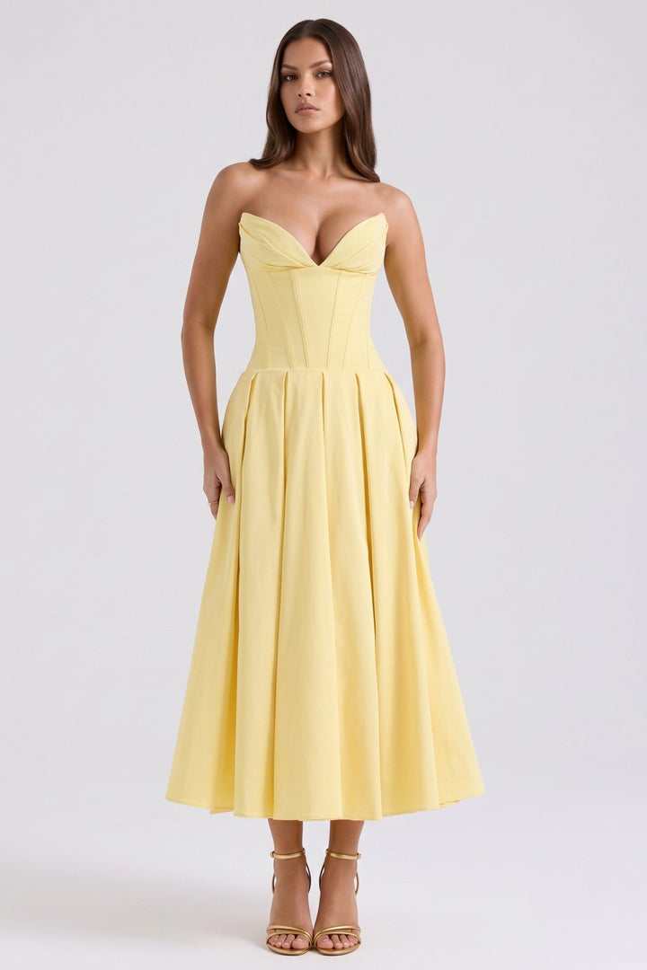 Amalfi Midi Dress - Light Yellow