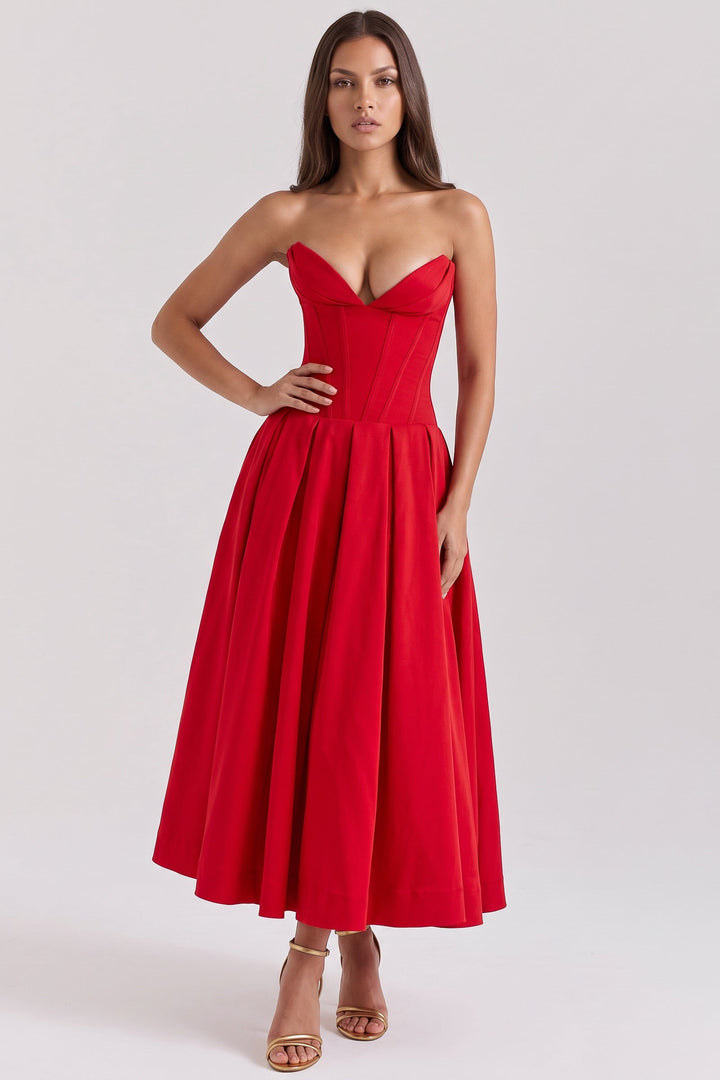 Amalfi Midi Dress - Red