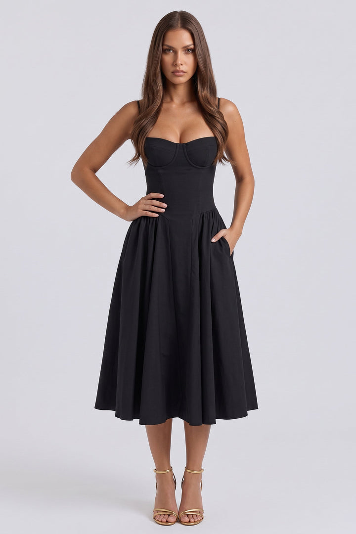 Francesca Midi Dress - Black