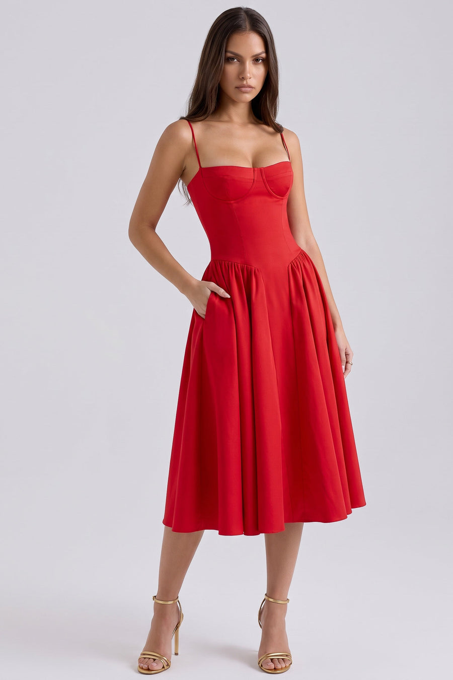 Francesca Midi Dress - Red