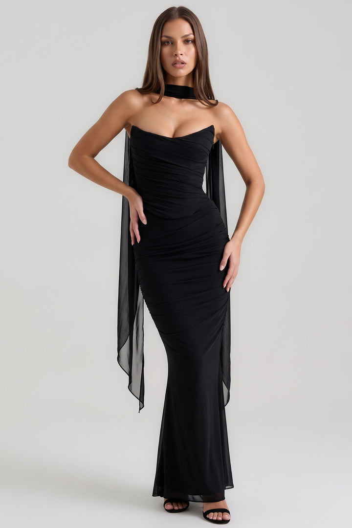 Malu Mesh Maxi Skirt Set - Black