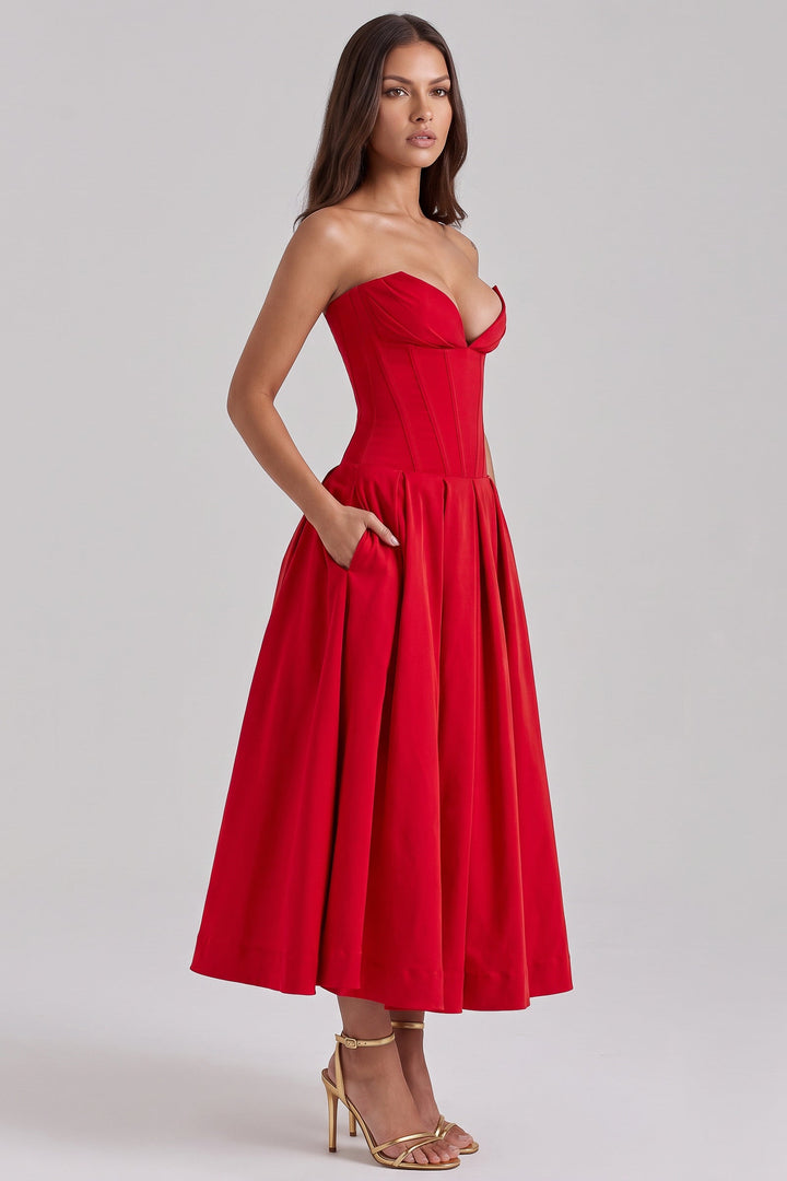 Amalfi Midi Dress - Red