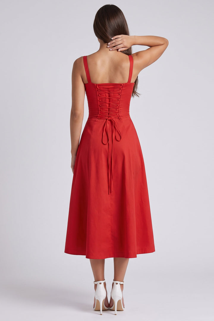 Aurora Midi Dress - Red