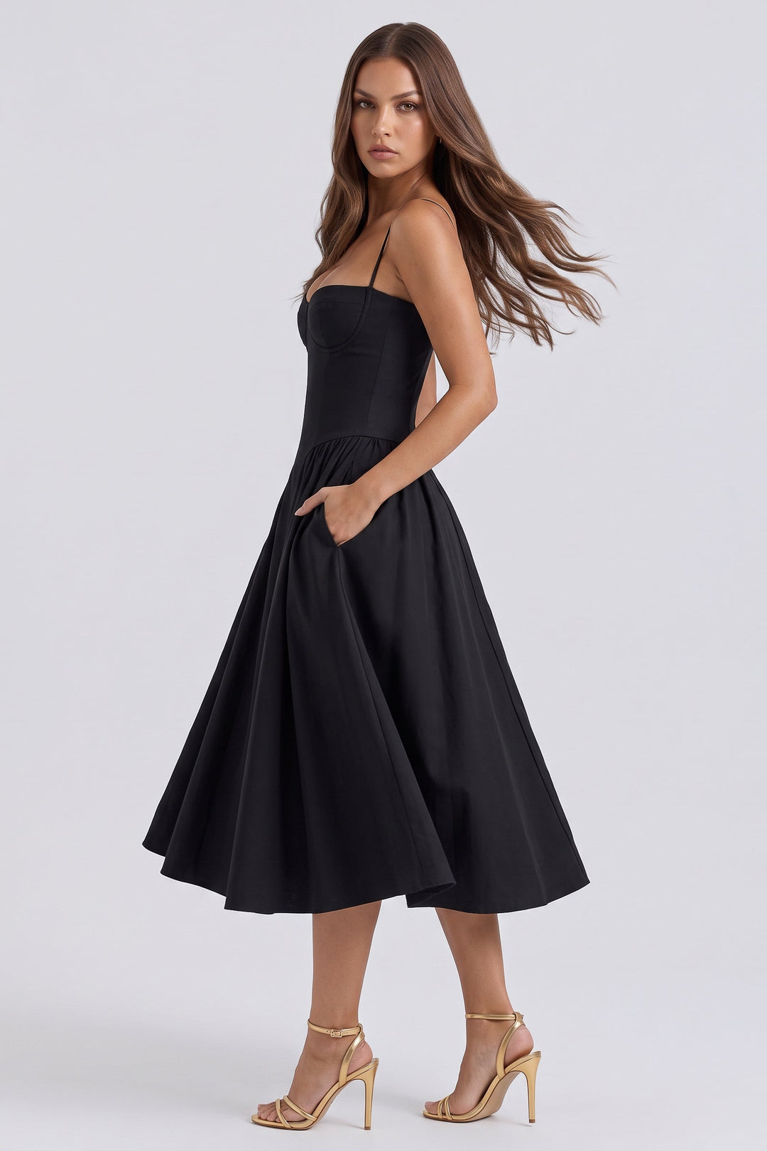 Francesca Midi Dress - Black