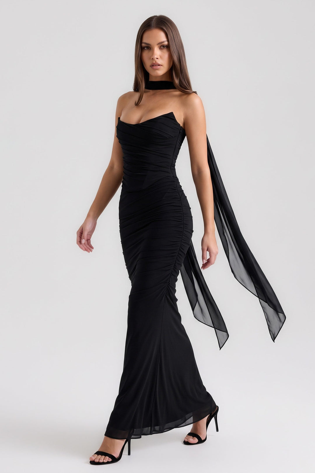 Malu Mesh Maxi Skirt Set - Black