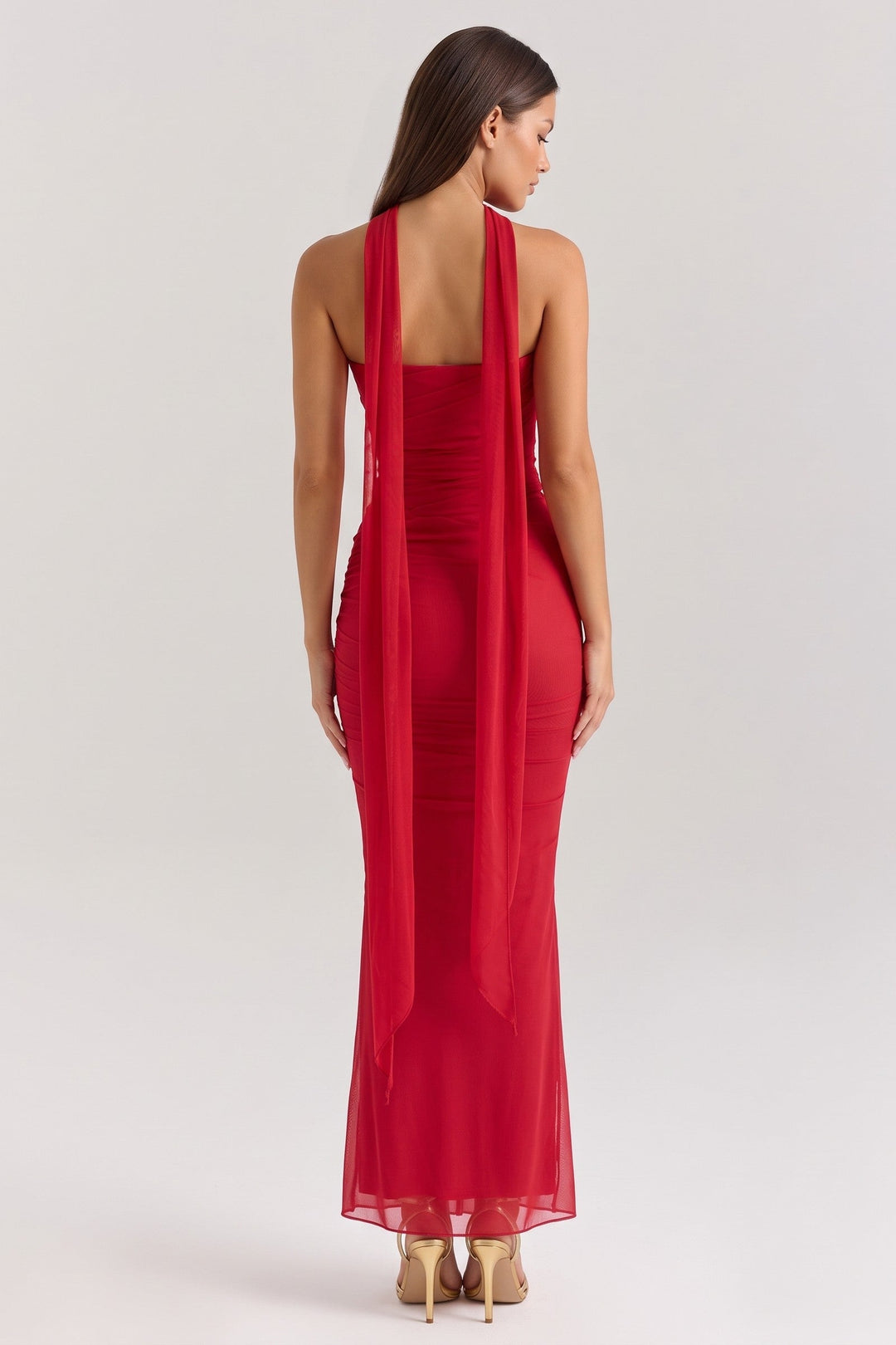 Malu Mesh Maxi Skirt Set - Red