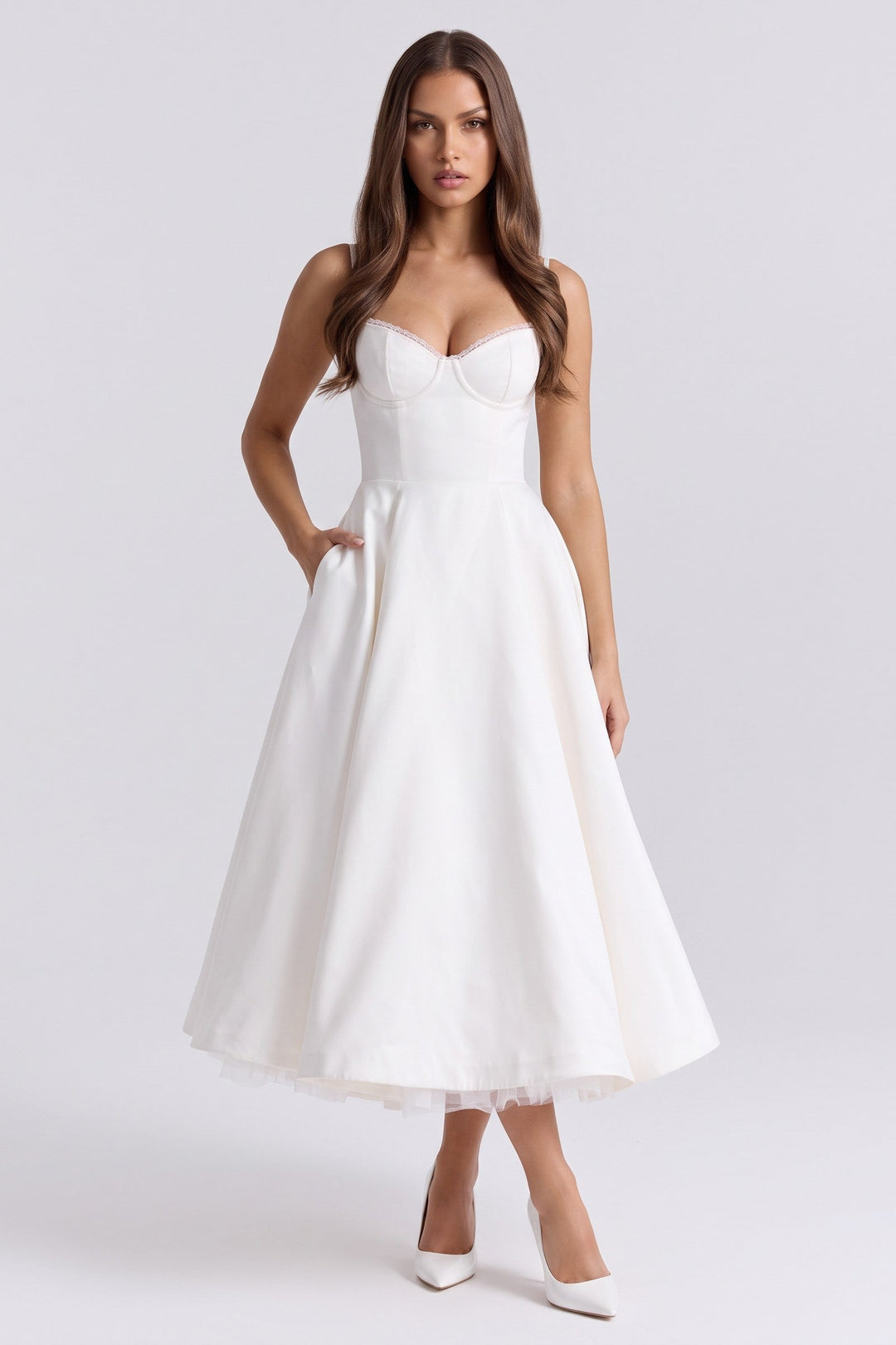 Selene Midi Dress - White