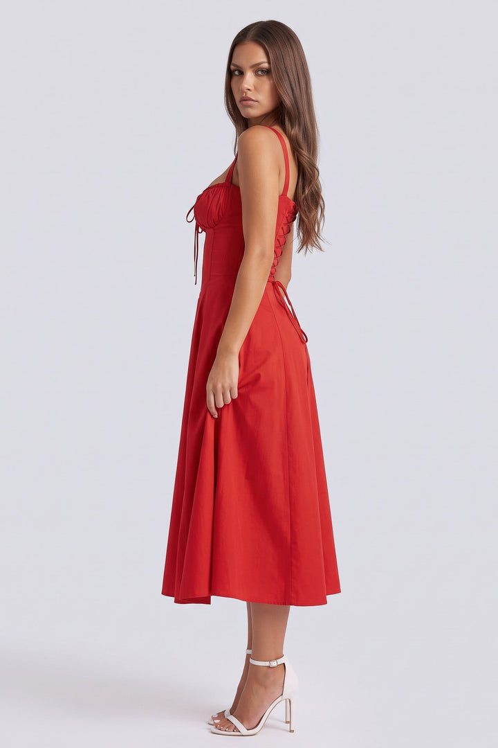 Aurora Midi Dress - Red