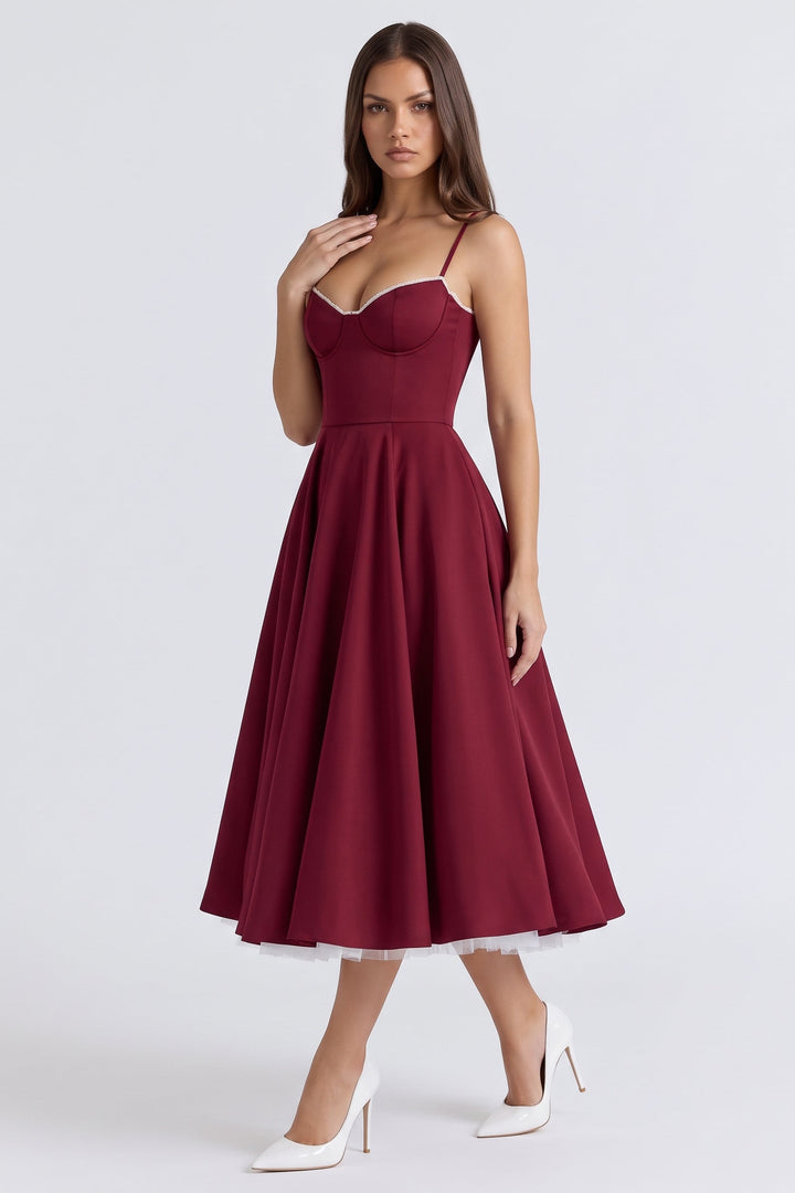 Selene Midi Dress - Burgundy