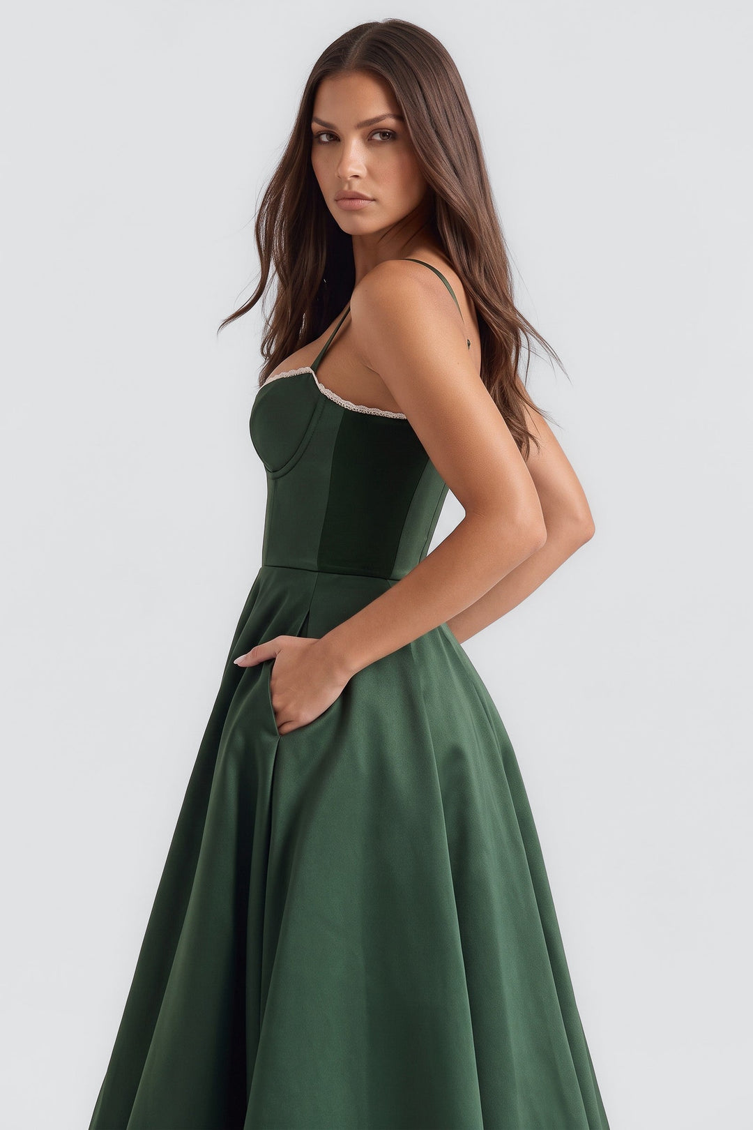 Selene Midi Dress - Forest Green