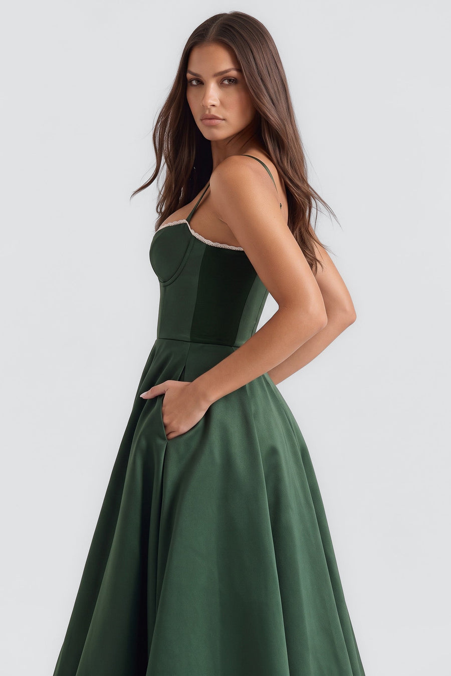 Selene Midi Dress - Forest Green
