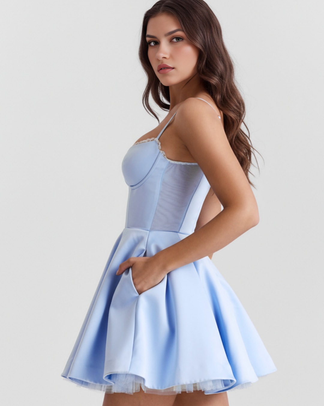 Selene Mini Dress - Baby Blue