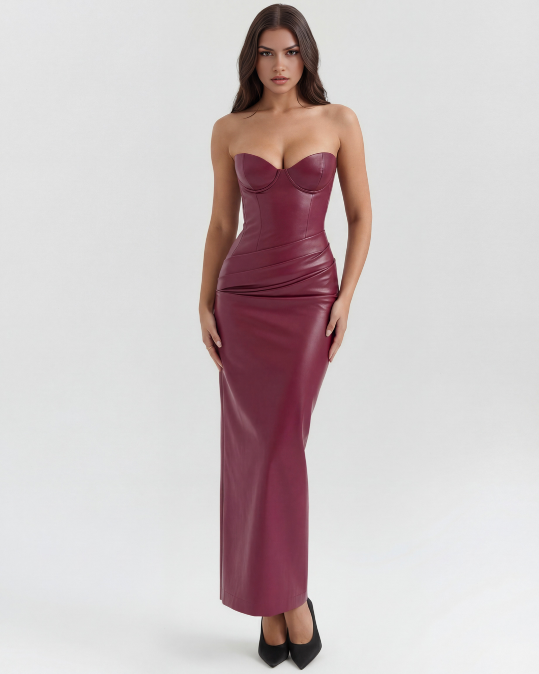 Vanessa Midi Dress - Burgundy