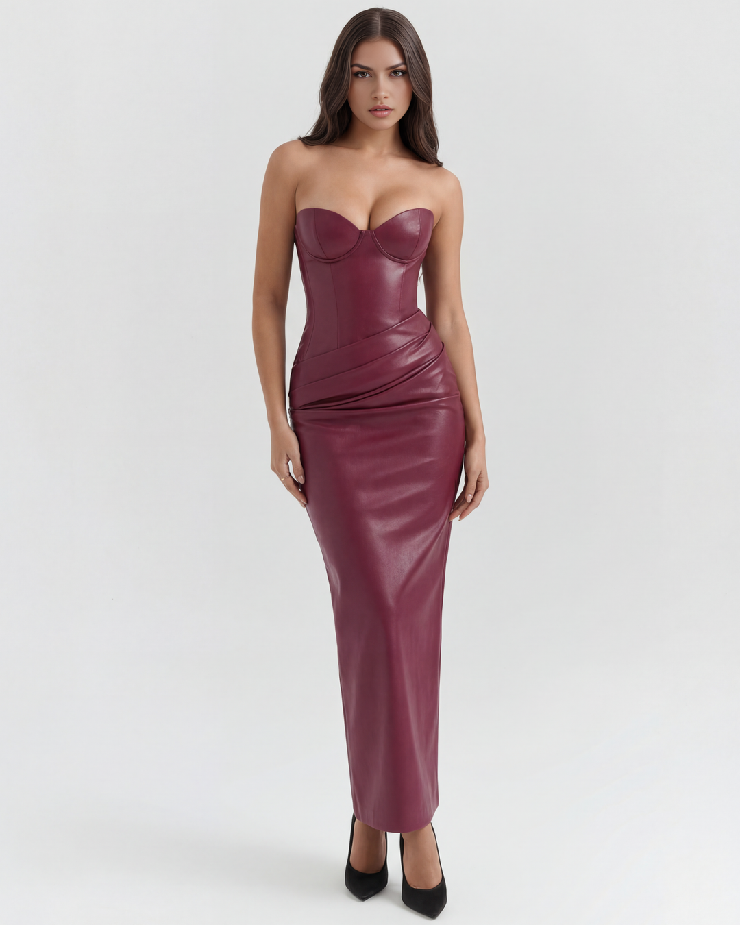 Vanessa Midi Dress - Burgundy
