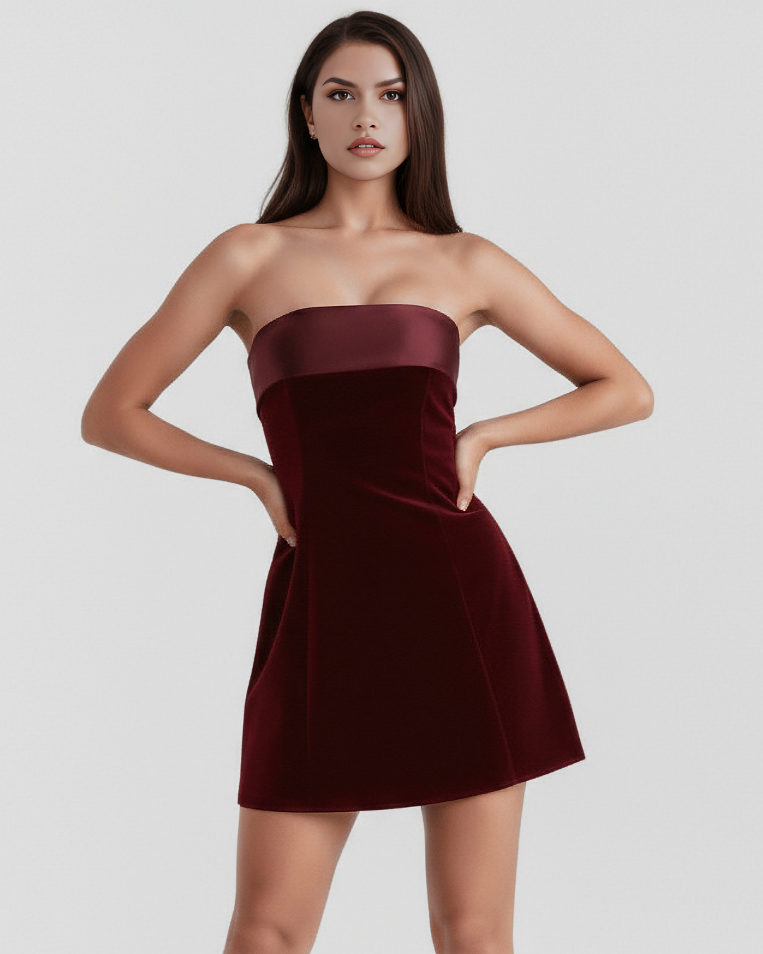 Valentina Mini Dress - Burgundy
