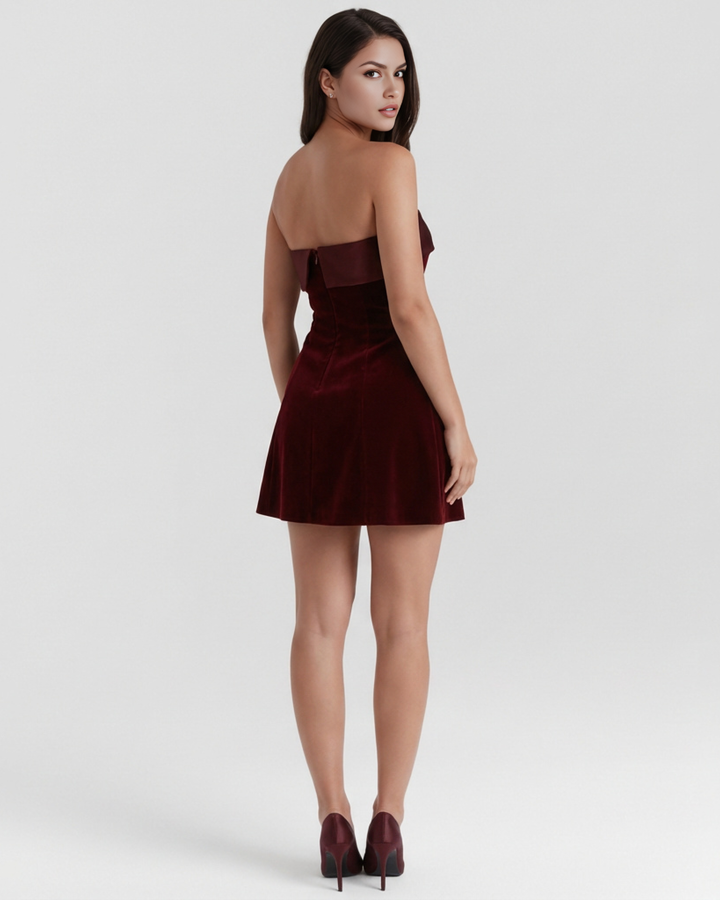Valentina Mini Dress - Burgundy