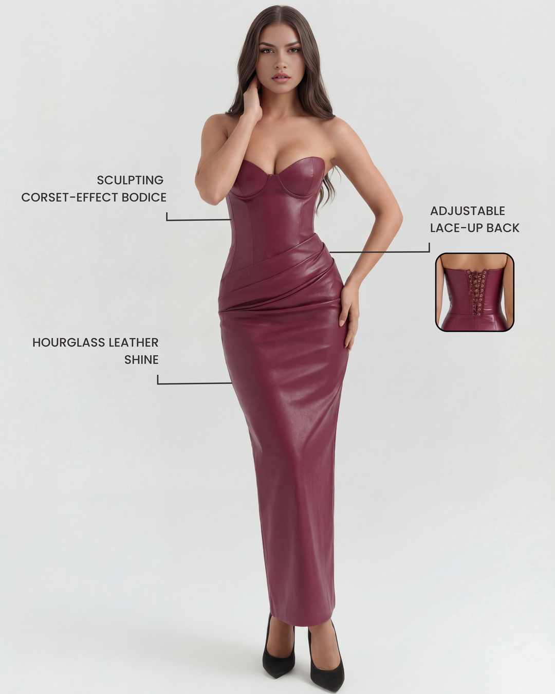 Vanessa Midi Dress - Burgundy
