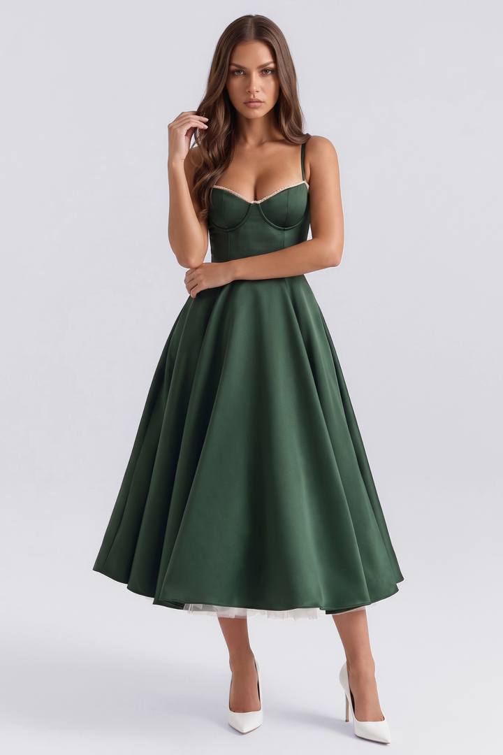 Selene Midi Dress - Forest Green