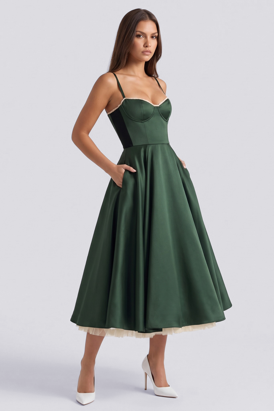 Selene Midi Dress - Forest Green