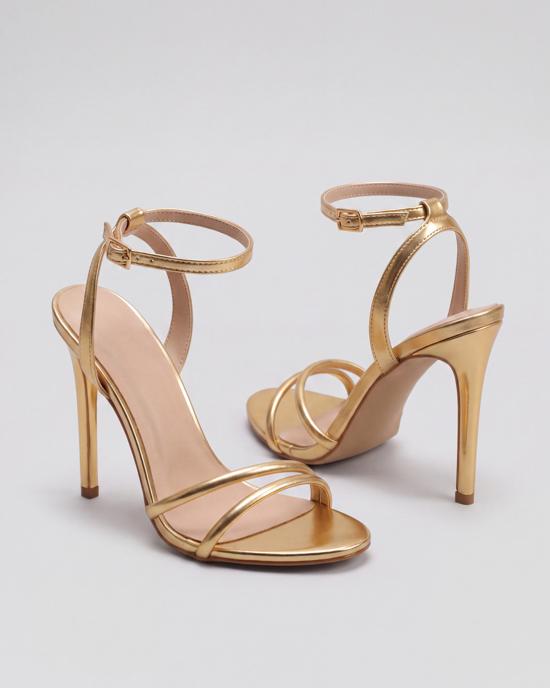 Alara Slim Strap Stiletto Heeled Sandals - Gold