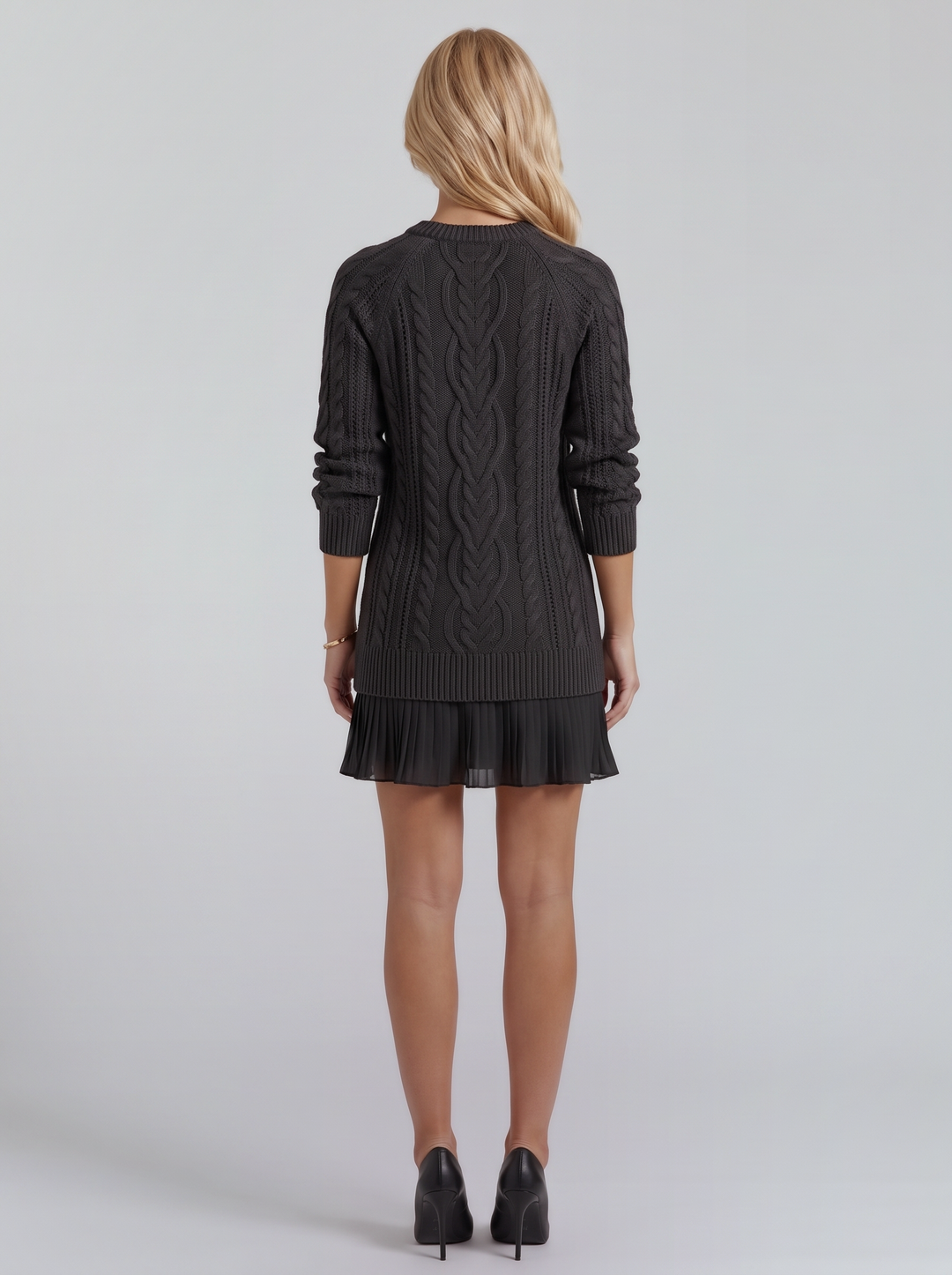 Alba Pleated Mini Dress - Black