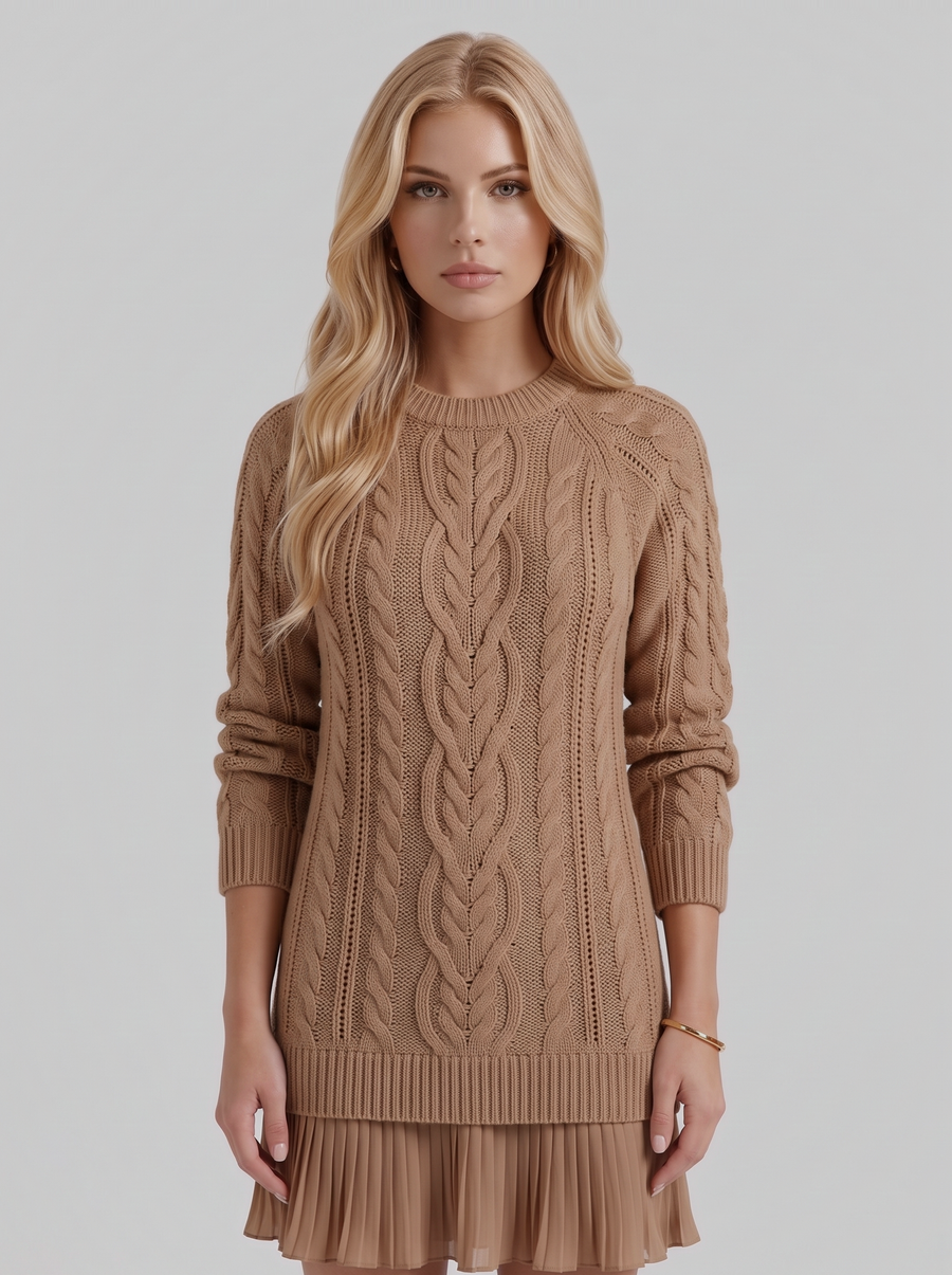 Alba Pleated Mini Dress - Brown