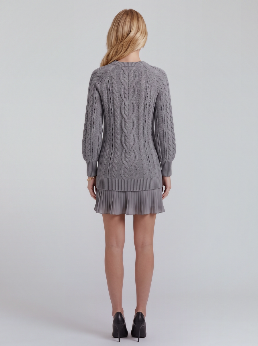 Alba Pleated Mini Dress - Gray