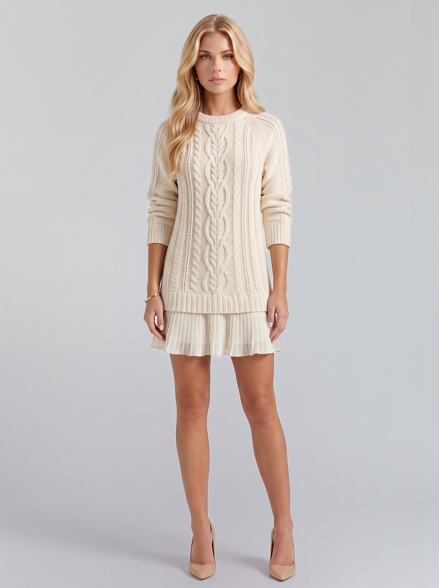 Alba Pleated Mini Dress - Ivory