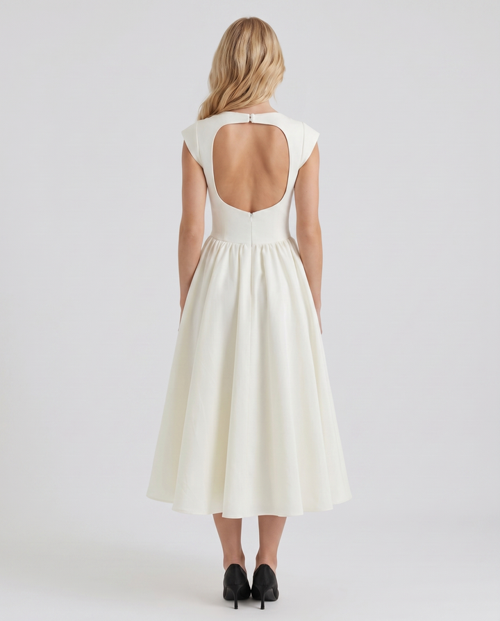 Anna Flare Midi Dress - White