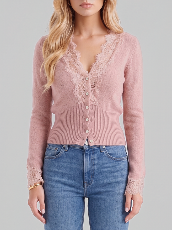 Annabel Cropped Cardigan - Pink