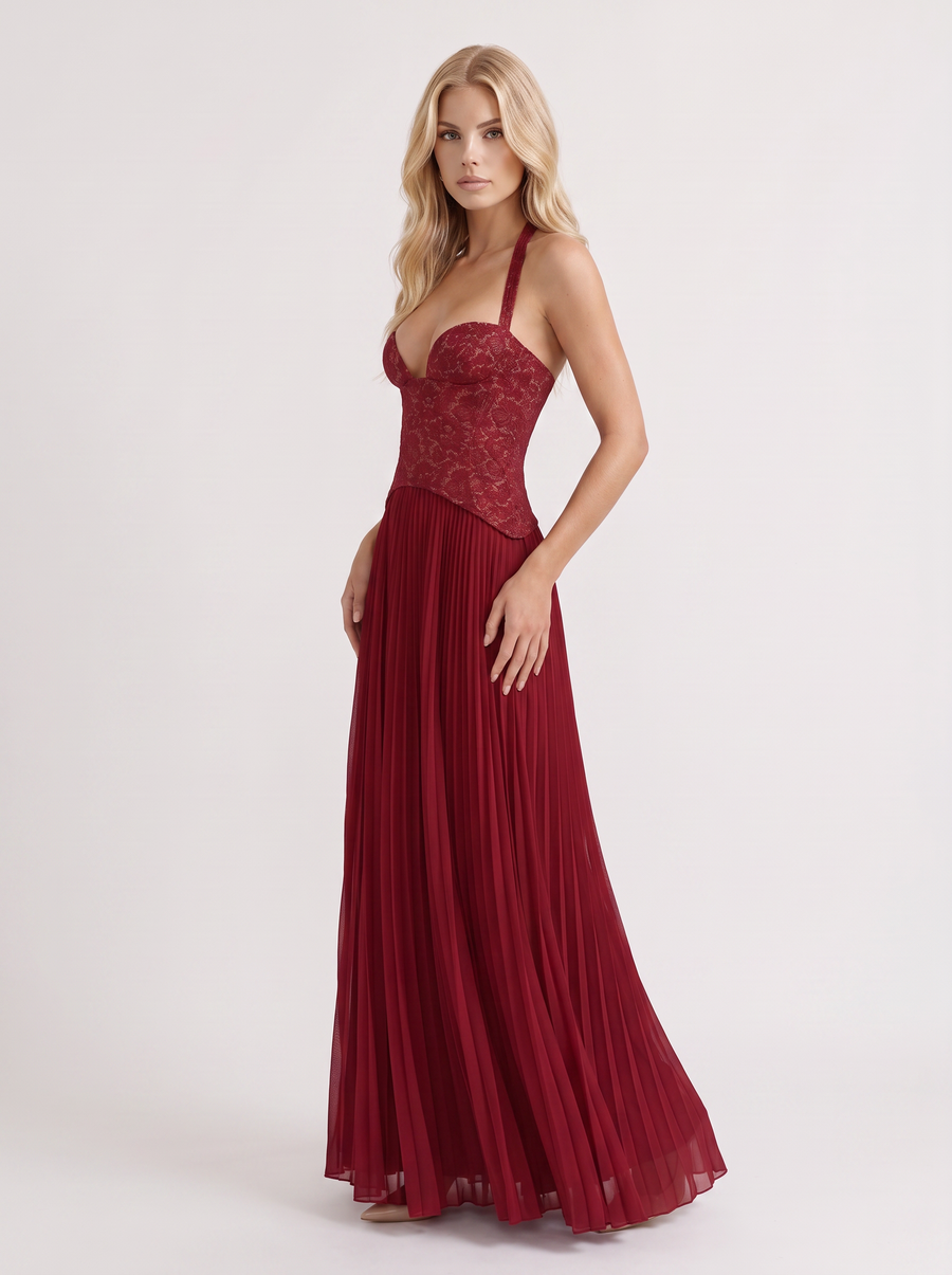 Anneliese Lace Maxi Dress - Red