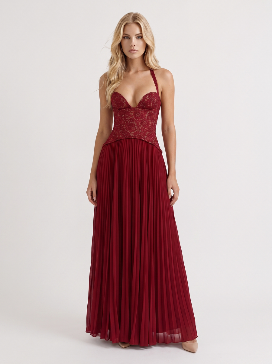 Anneliese Lace Maxi Dress - Red