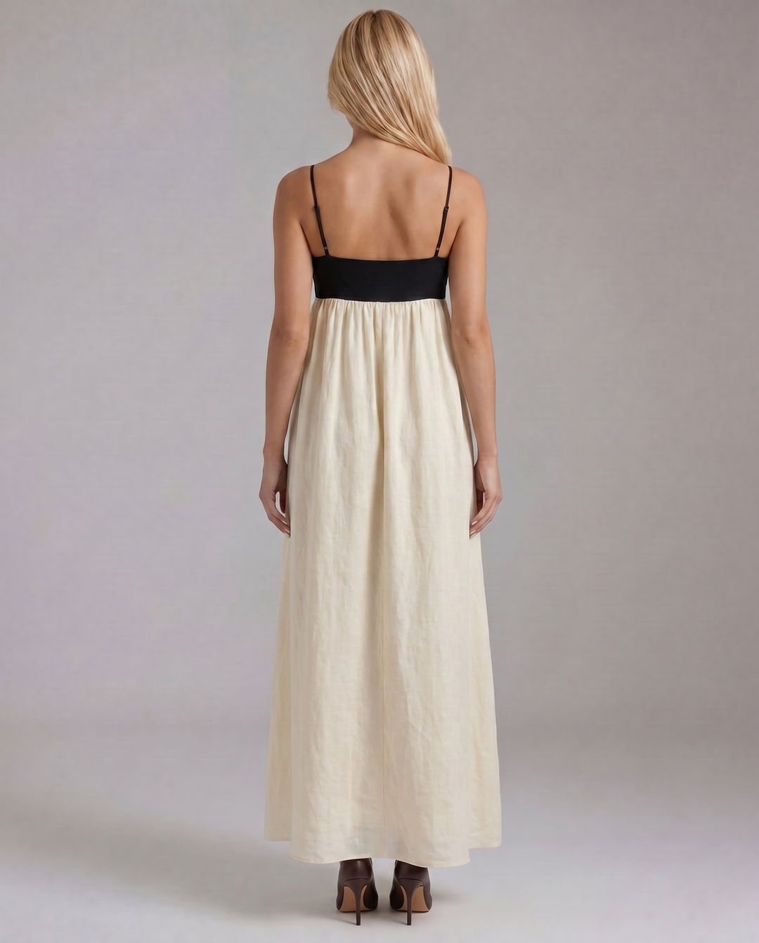 Aria Patchwork Slip Maxi Dress - Black &amp; White