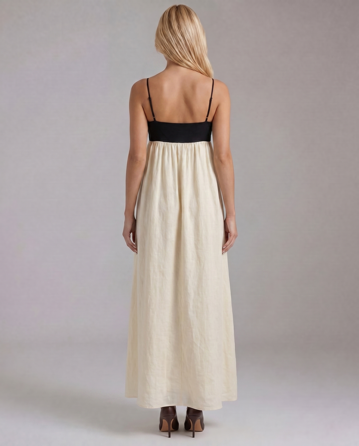 Aria Patchwork Slip Maxi Dress - Black &amp; White