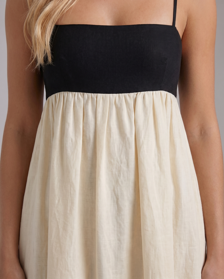 Aria Patchwork Slip Maxi Dress - Black &amp; White