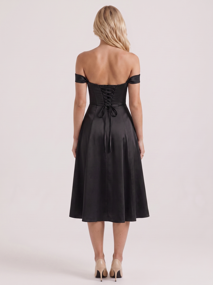 Astra Corset Midi Dress - Black
