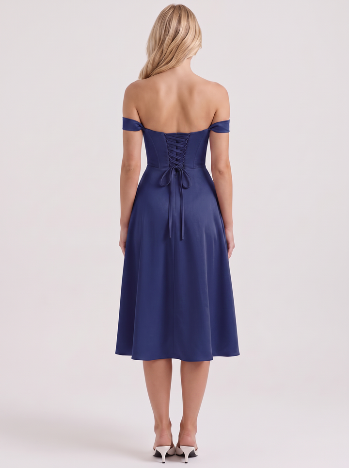 Astra Corset Midi Dress - Blue