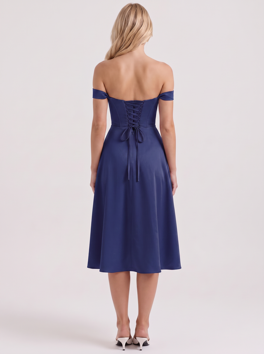 Astra Corset Midi Dress - Blue