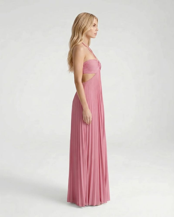 Aurora Pleated Cutout Maxi Dress - Pink
