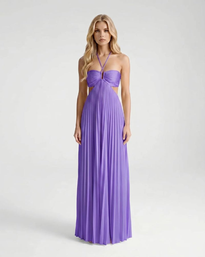 Aurora Pleated Cutout Maxi Dress - Purple