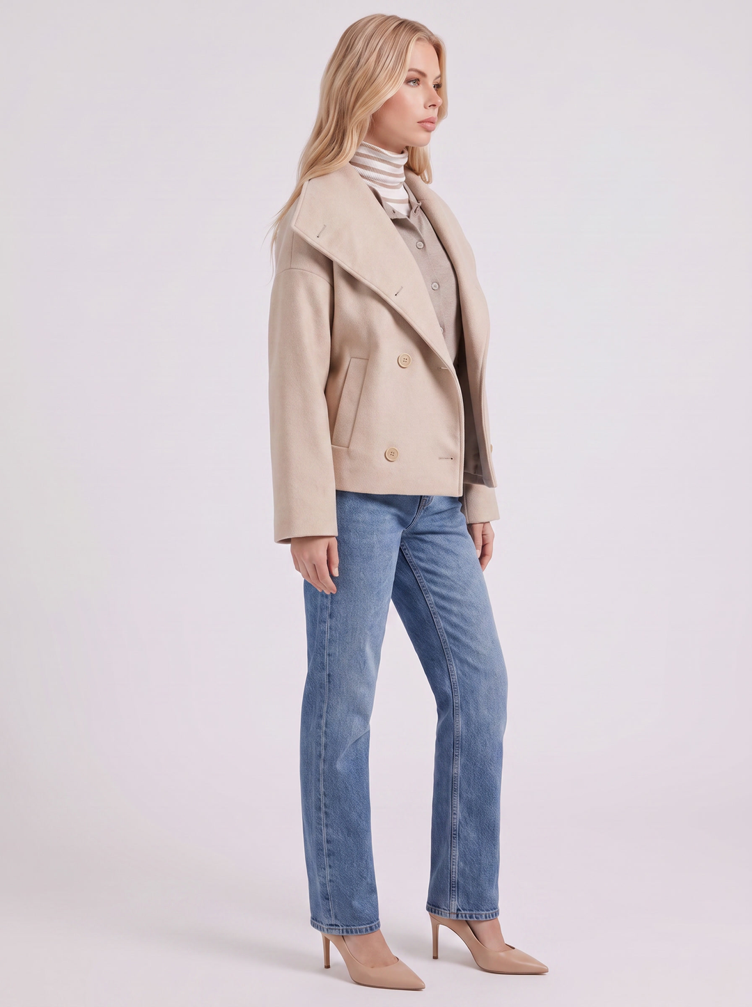 Beatrice Wool Peacoat - Beige