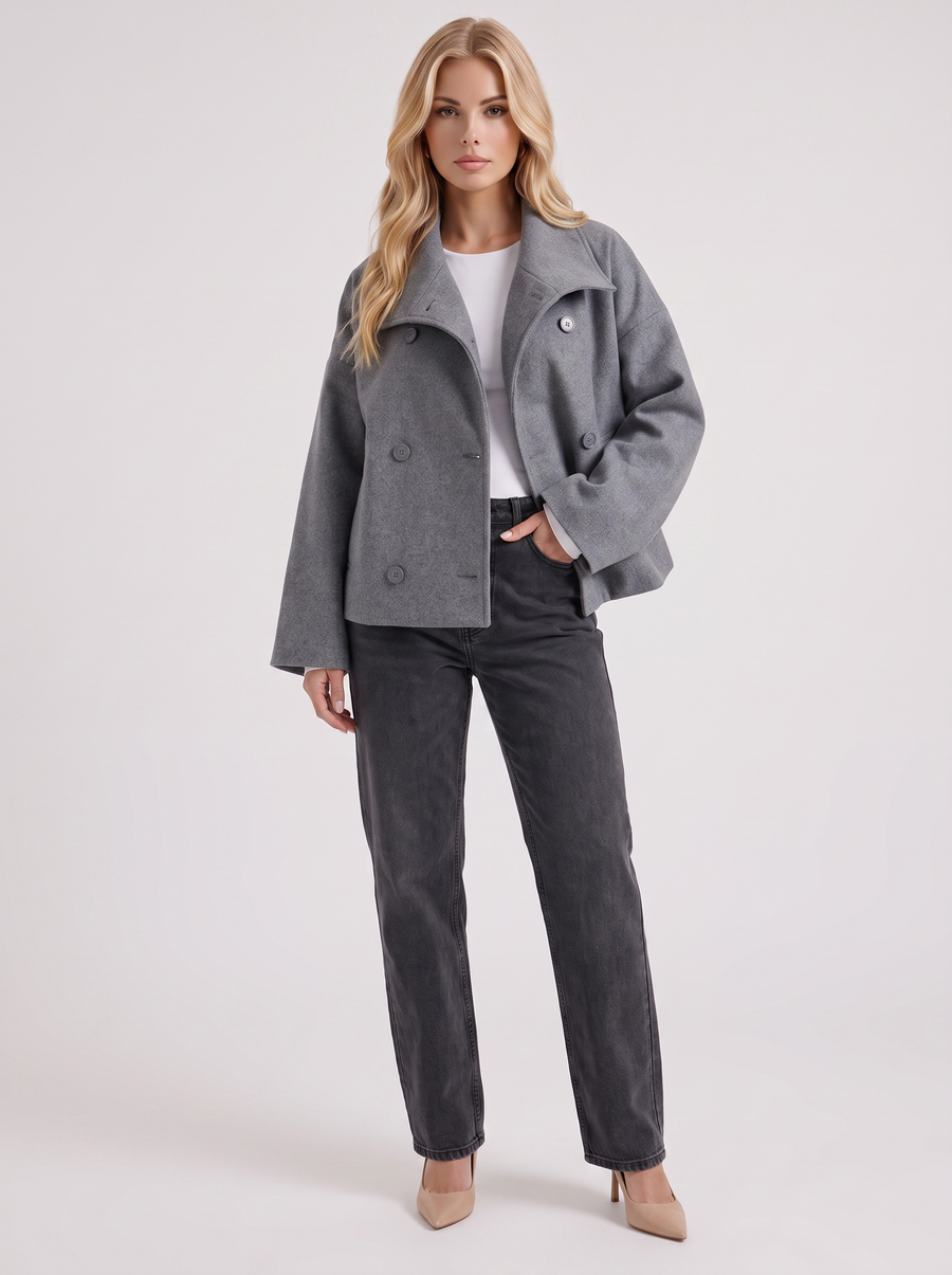 Beatrice Wool Peacoat - Gray
