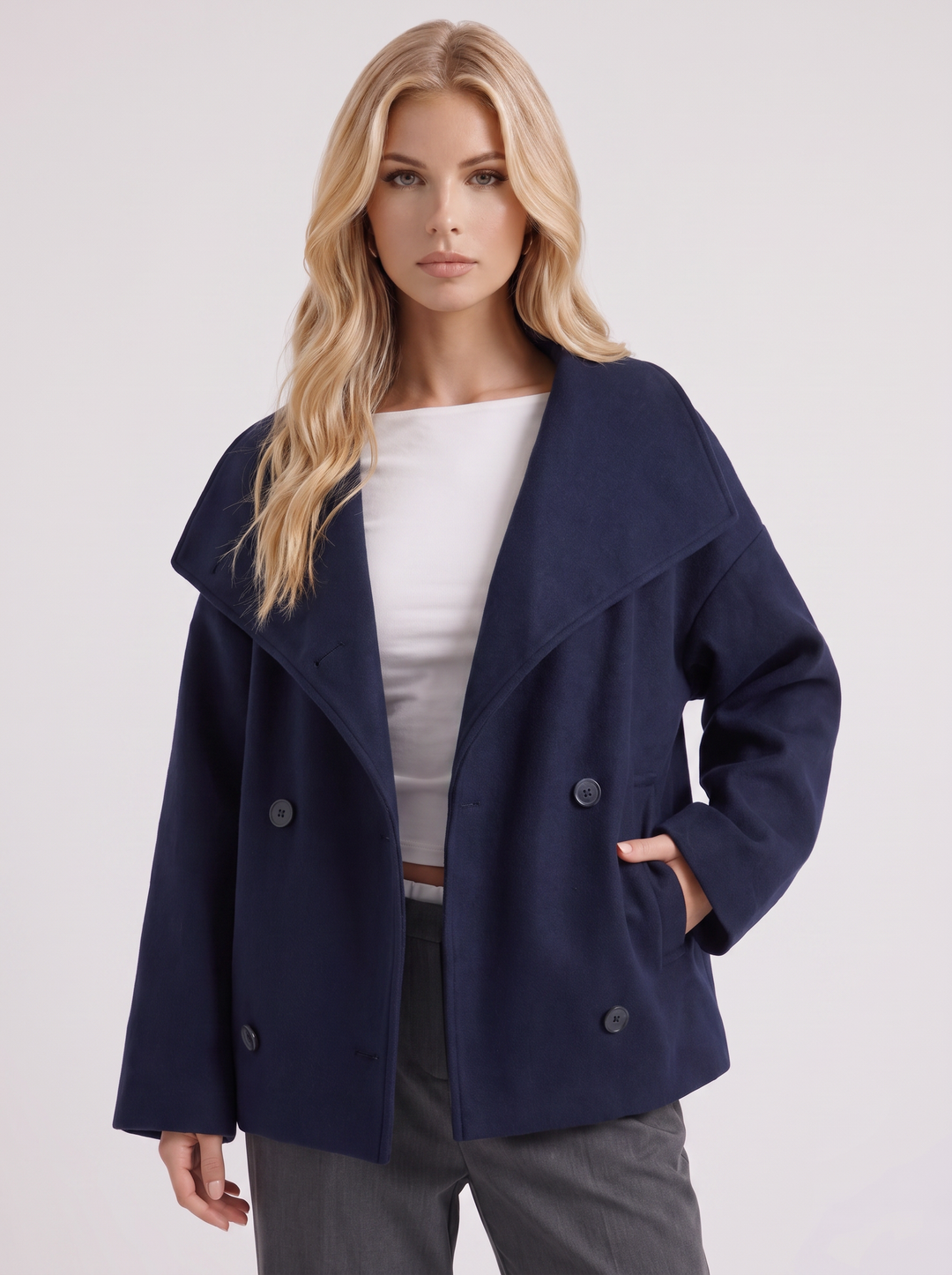 Beatrice Wool Peacoat - Navy