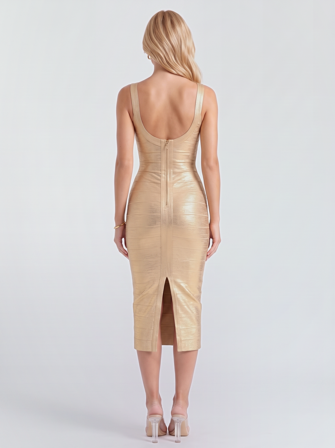 Belinda Bandage Midi Dress - Gold