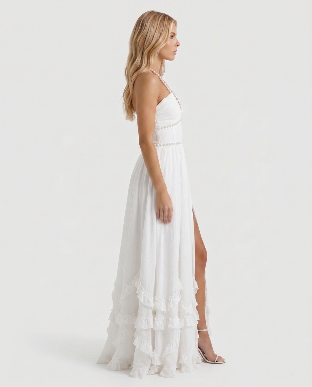 Bianca Ruffle Maxi Dress - Powder Bloom