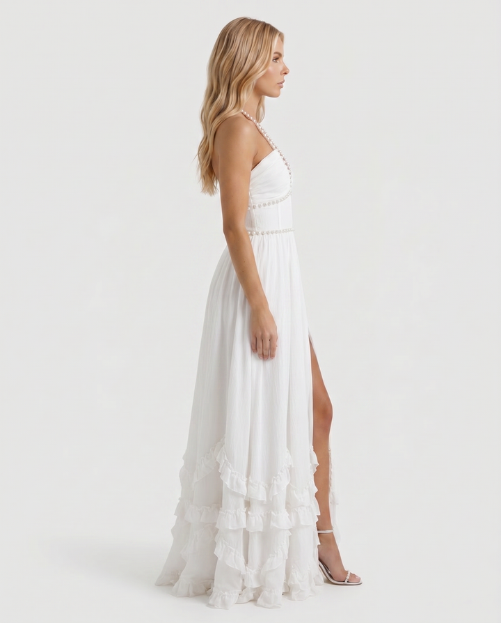 Bianca Ruffle Maxi Dress - Powder Bloom