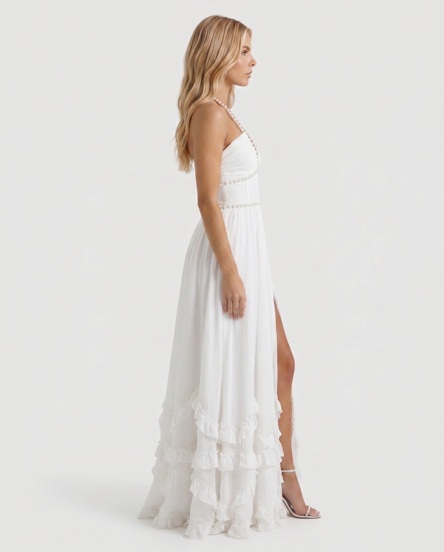 Bianca Ruffle Maxi Dress - Powder Bloom