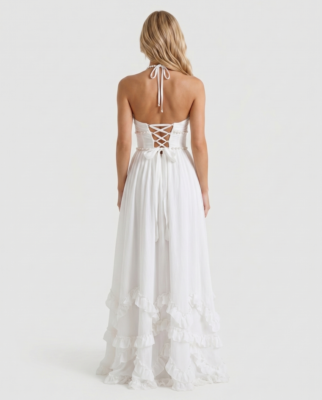 Bianca Ruffle Maxi Dress - Powder Bloom