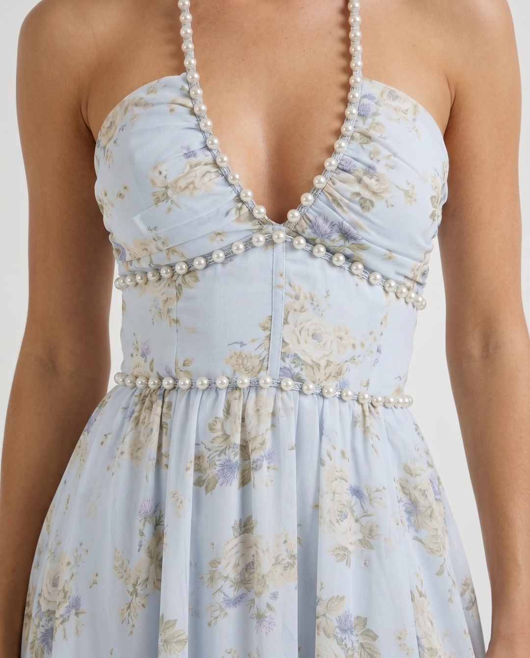 Bianca Ruffle Maxi Dress - Sky Blue
