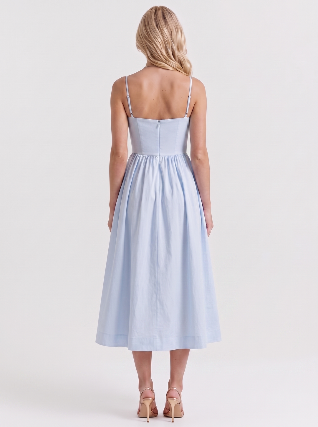 Birdie Flare Midi Dress - Light Blue